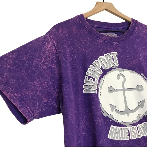 Newport Rhode Island Tie Dye Acid Wash Purple T-Shirt Anchor Graphic Top - Picture 7 of 9
